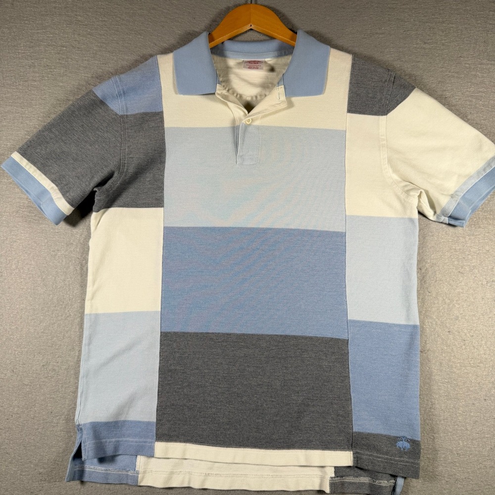 Brooks Brothers Mens‎ Performance Polo Shirt M Blue Grey Colorblock Original Fit
